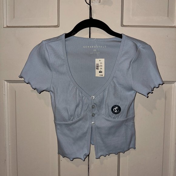 Flyaway Button-Front Cropped Tee - Picture 1 of 5